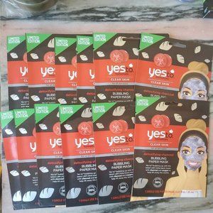 YES to Tomatoes Detoxifying Charcoal Bubbling Paper Mask Clear Skin Lot of 12